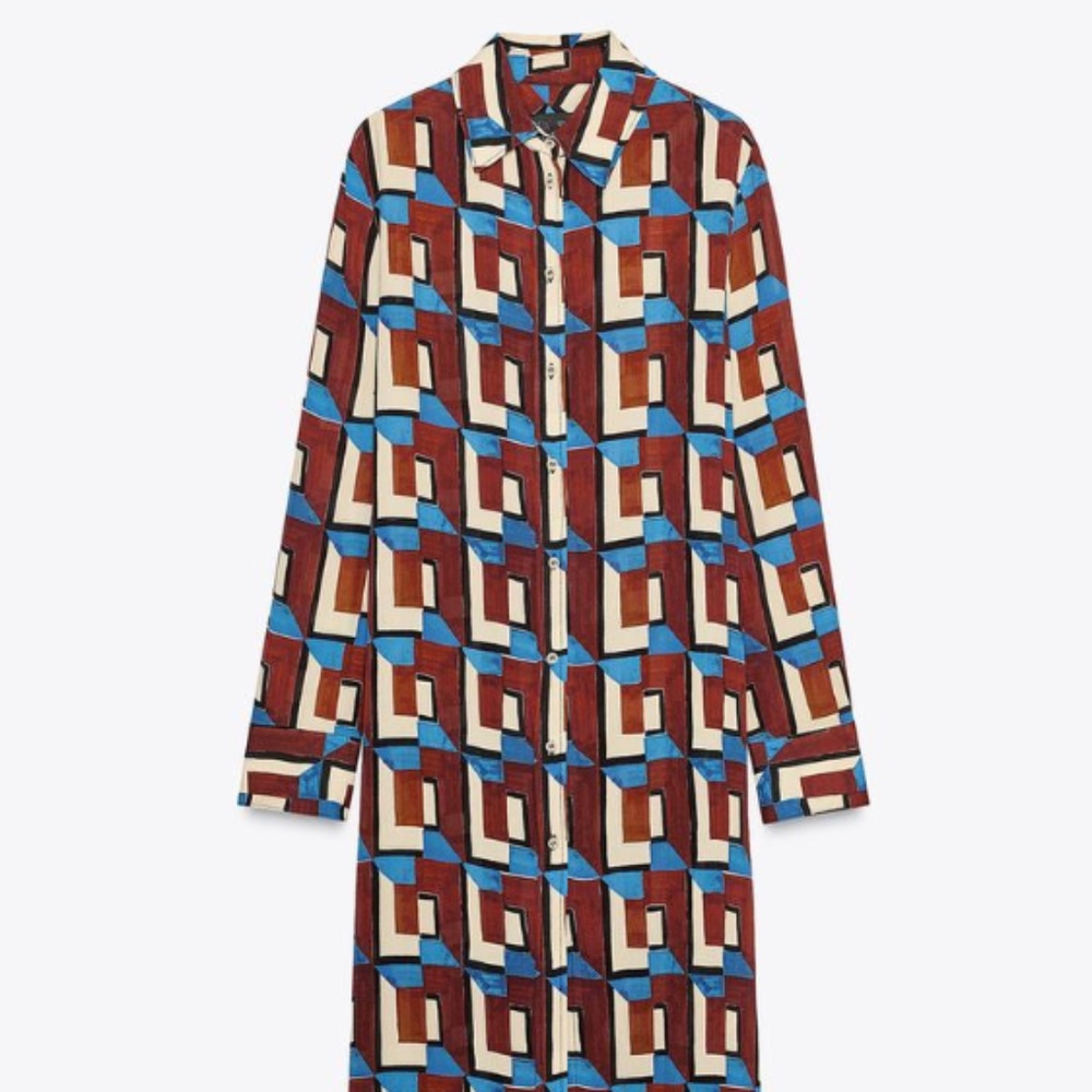 Zara ZW COLLECTION PRINTED LONG SHIRT